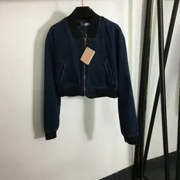 Ins Fashion Denim Jackets żeńska luksusowa odzież wierzchnia klasyczny zamek błyskawiczny listy haftowe haftowe dziewczęce kurtka