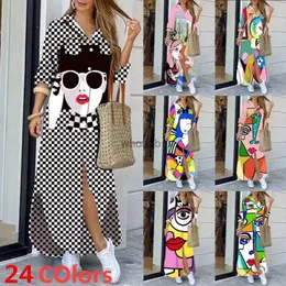 Street Style Dresses Retail Spring Autumn Women Maix Dresses Printed Long Sleeved Casual Dress Button Pocket Long Skirt 24 Colors HKD230912