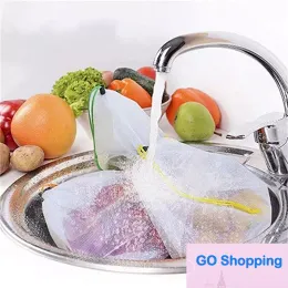 Simple 12PCS Reusable Mesh Produce Bags Double Stitched Drawstring Mesh Bag for Grocery Shopping Storage Fruit Vegetable