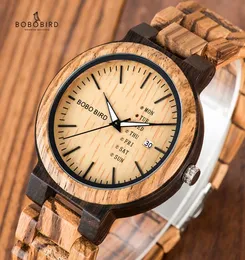 EN039S الساعات Quartz Wristwatches Bobo Bird Wood Watch Men Relogio Masculino Week and Date Displays Dispieces عارضة خشبية CL6176897