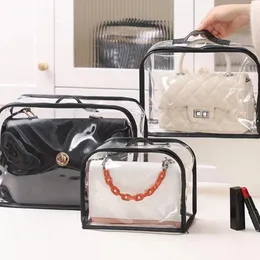 Designer Storage Dust Bag Women PVC Transparent Protecing Case dragkedja Stängning Damer Lämpliga axelväskor Crossbody Tote Purse