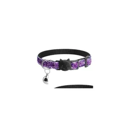 Cat Collars Leads Wholesale Quick Release Kitten Collar Bling Sequins Puppy Dog With Cute Bell Safety For Drop Delivery Home Garden Pe Dhevu