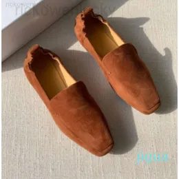 Toteme tasarımcı ayakkabıları katlanabilir ayakkabılar deri mükemmel seyahat kadın loafers süet boyut 35-40 wayj