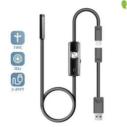 Bil Industrial Endoscope Camera IP68 Waterproof 7mm 720p 3in1 för Android -telefoner PC USB 6 LED -lampor Justerbar reparationsleverans DHBVK