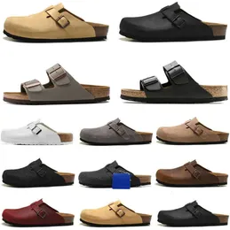 Sandaler Boston CLOG Män Kvinnor Designer tofflor Läder Bag Head Pull Cork Flats Mules Woody Loafers For Slipper Brown Black Slides Motion Current 664ESS