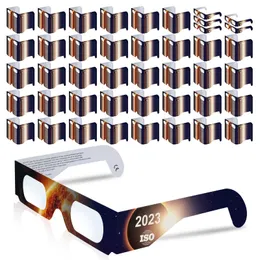 500pack Solar Eclipse Glasses 2024, CE ISO 12312-2 표준 인증 된 종이 안경, 직사광선보기 승인