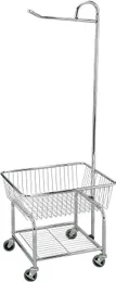 Storage Baskets Rolling Laundry Cart with Hanging Bar Chrome Finish 230912