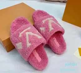 Women plush slippers fluffy cashmere slippers shoes warm indoor flip flops fashion anti slip Flat com