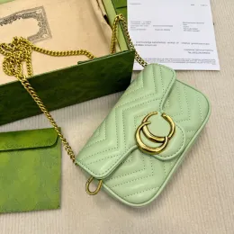 Designer Bag Mulheres Marmont Mini Bolsa Cadeia De Ouro Senhora Tote Sacos Mint Verde Dupla Crossbody Carteiras Mulher Bolsas De Luxo Câmera Vintage Moda Bolsa De Ombro