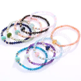 4mm Natural Aquamarine Amethyst Loose Bead Bracelet Pillar Stone Beaded Bracelets Fashion Jewelry for Women Girls