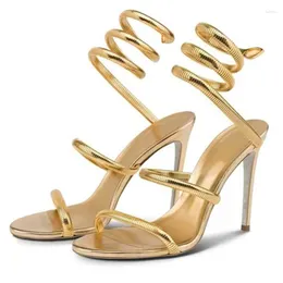 Kvinnliga sandaler Snake Rem High Heel Summer 2023 Ankel Bankettparty Shoes Smal Band Heels Ladies Gladiator 681 S 52817 S