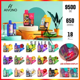 Auténtico AIVONO AIM TANK BOOST 9500 Puffs Desechable Vape E Cigarrillo con pantalla digital Bloqueo de seguridad para niños 18 ml Pod 650 mAh Batería Big Puff Pen