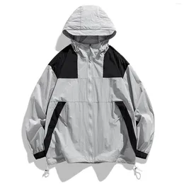 Damskie okopy płaszcze kobiet kolorowy blok zamek błyskawiczny Regulowany elastyczność UPF50 Słońce Windbreaker Zip Up Kurtka z Fall Fat For