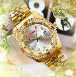 Beliebte Paar-Frau-Mann-Uhren, bunte Diamanten, Ringgehäuse, Uhr, alles feines Edelstahlband, Business-Casual, luxuriöse Damen-Quarzuhr, Uhren, Geschenke
