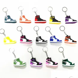 Ремни для сотовых телефонов Подвески 14 цветов Дизайнерские мини-3D кроссовки для ключей Мужчины Женщины Дети Брелок для ключей Подарочная обувь Брелки Сумка-цепочка Корзина Dhaye