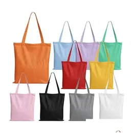 Other Festive Party Supplies Colorf Canvas Bag Cotton Tote Reusable Grocery Shop Cloth Bags Suitable For Diy Advertising Promotion Gif Dh35B