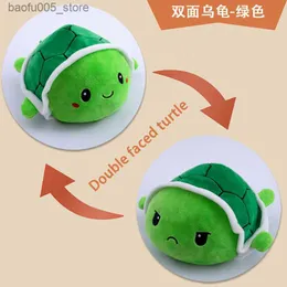 Plush Dolls 15/20CM Creative Turtle Plush Toy Stuffed Angry Flip Happy Toys Soft Cute Double-Sided Colorful Animal Doll Kids Birthday Gifts Q230913