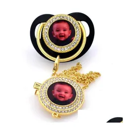 Other Event Party Supplies Diy Customize Sublimation Bling Pacifier With Clip Necklace Crystals Favor For Baby Keepsake Brithday Gifts Dhgwc