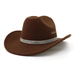 Western Cowboy Şapkası Vintage Woolen Fedora Şapkası Erkekler Gentleman Lady Jazz Cowgirl Geniş Brim Cloche Church Sombrero Hombre Caps
