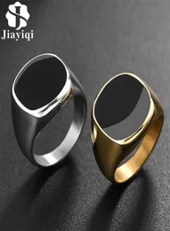Jiayiqi Men039s Ring Punk Rock Smooth 316l Stainless Steel Signet Ring for Men Hip Hop Party Jewelry Whole Male Wedding Anel Q06633722
