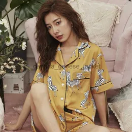 여자 수면 라운지 여성 잠자기 여름 여자 잠옷 세트 얼룩말 실크와 같은 여가 홈 옷 나이트 wear pajama pour femme 2023L230913