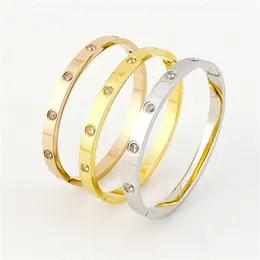 Ten diamond bracelet designer love bangle jewelry fashion silver rose gold stainless steel classics snap couple full sky star bracelets bangles Women Men Bracelet