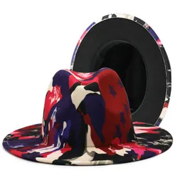 Chapeaux de Jazz en feutre coloré pour femmes, Chapeau Fedora en fausse laine à large bord, Style Panama, Chapeau de fête formel, Gambler Cap270r, 2021