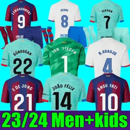 جديد 23 24 Lewandowski Gavi S Soccer Jerseys Pedri Rosalia Ansu Fati de Futbol 2023 2024 Camisetas Raphinha Football Shirt Men Oner