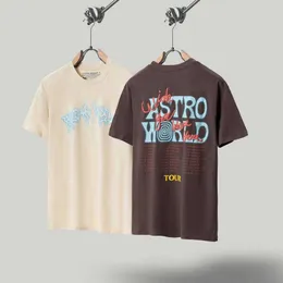 미국 패션의 고등어 트래비스 스콧 아스트로 우드 편지 라이트닝 거품 인쇄 남자와 여자의 짧은 소매 티셔츠