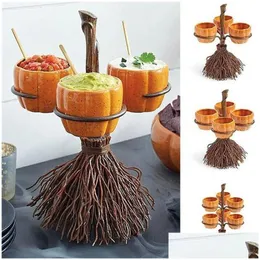 Pratos Pratos Halloween Abóbora Lanche Rack Bruxa Tigela Stand Bolo Sobremesa Fruta Festa Buffet Bandeja para Servir Pratos Drop Dhhec