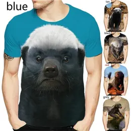 Herren-T-Shirts, Afrika-Honig-Dachs-Grafik-Shirt für Männer, lustiges Tier, 3D-Ratel-gedrucktes T-Shirt, Damenbekleidung, niedliche Kinder, kurzärmelige Oberteile