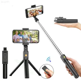 Monopiedi per selfie 3 in 1 Wireless Bluetooth Selfie Stick Monopiedi pieghevoli Mini treppiede Monopiede espandibile con telecomando per IOS Android K07 L230913