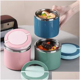 Dinnerware Sets Breakfast Cup Soup Bowl Stainless Steel Portable Lunch Box Porridge Thermal Storage Container Sealed Bento With Handle Dhdzk