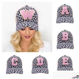 26 Buchstaben Leopard Pferdeschwanz Kappe Criss Cross Messy Bun Hüte Stickerei gewaschene Baumwolle Snapback Caps Casual Sommer Tie-Dye Outdoor Hut für Frauen