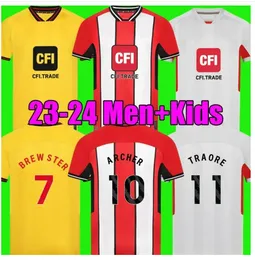 24 Främjande 23 Soccer Jerseys Kids Kit Player Version United Home Away 2023 2024 Fotbollskjorta Sheffield Brewster Berge McBurnie Sharp Ahmedhodzic Ndiaye