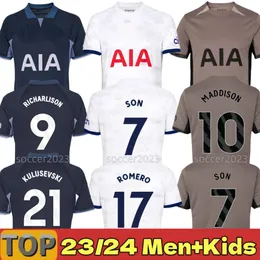 23 24 24 Maddison Son Soccer Jerseys Romero Kulusevski Richarlison Kulusevski 2023 2024 Van de ven Bissoume Johnson Tottenham Football Kit Shirt Top Men Sets