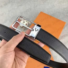 belt111 r Genuine Leather Belts Width 3.4cm Classic Needle Buckle Gold Sliver Color Litchi Striped Plain Black Brown Colors