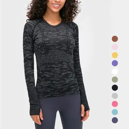 VELAFEEL Damen-Sweatshirts mit Rundhalsausschnitt, langärmlig, Yoga-Shirts, schlankes Schwarz, Laufsport-Oberteile, atmungsaktive Mesh-T-Shirts, schnell trocknende, elastische Fitnessbekleidung