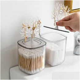 Förvaringslådor BINS DESKTOP COMOLL B BOX MED LITT TRE TRE RACK TRANSPARENT ARGANISER JAR CANister Home Drop Delivery Garden Hushållning DHCWG