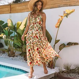 Nowy produkt letni nosi długą spódnicę damską seksowną kwiat drewnianą krawędź ucha luz sukienkę bez rękawów