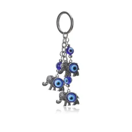 Blue Eye Elephant Keychain Lucky Elephants Pendant Key Chain Devils Eyes Pendants Bag bil Keychains Drop Delivery