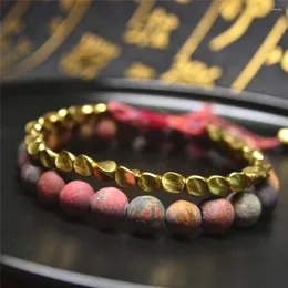 Strand Natural Stone Red Cinnabar Lotus Beads Men Women Healing Bracelet Baracelet Balance Jewelry Gift for Unditation Yoga Zen