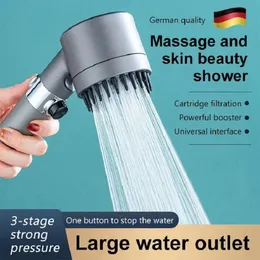 Bathroom Shower Heads Massage And Skin Beauty Multifunctional Shower Head High Pressure 3-mode Handheld Shower Head Anti-clog Nozzles 230912
