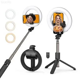 Selfie Monopiedi L07 Bluetooth selfie stick Monopiedi portatili Anello da 5 pollici Luce di riempimento Ancoraggio Luci di bellezza Telefono cellulare Supporto live L230913