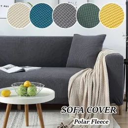 Cadeira cobre jacquard sofá capa grossa elástica polar velo 1/3/4seater cor sólida slipcover protetor de móveis l forma sofá precisa 2