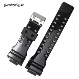 JAWODER Uhrenarmband, 29 x 16 mm, schwarzes Silikon-Gummi-Uhrenarmband, Edelstahl-Schließe, für Casio GA-100 GA-300 GA-110 GA-120 G-890228A