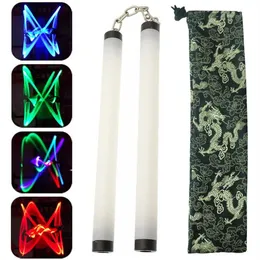 Colorful Led Lamp Light Nunchakus Nunchucks Glowing Stick Trainning Practice Performance Martial Arts Kong Fu Kids Toy Gifts Stage242g