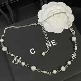 Classic Brand Jewelry Double Letter C Pendant Necklaces Pearl Chain Stainless Steel Classics Crystal Necklace for Women Ccity Wedding Party Jewelry Accessories