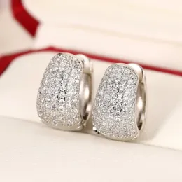 Brinco de argola com zircônia micro pave, prata esterlina 925, joias para festa de casamento, para mulheres, promessa de noiva, presente de joia de aniversário