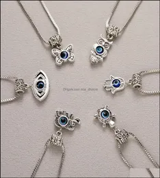 Pingente colares pingentes jóias 2022 charme turco mau olho azul borboleta tartaruga coruja palma colar para mulheres homens clavícula chai1636365